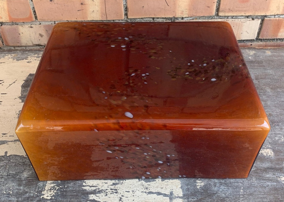 LARGE ROOTBEER CASED GLASS RECTANGULAR SHADE