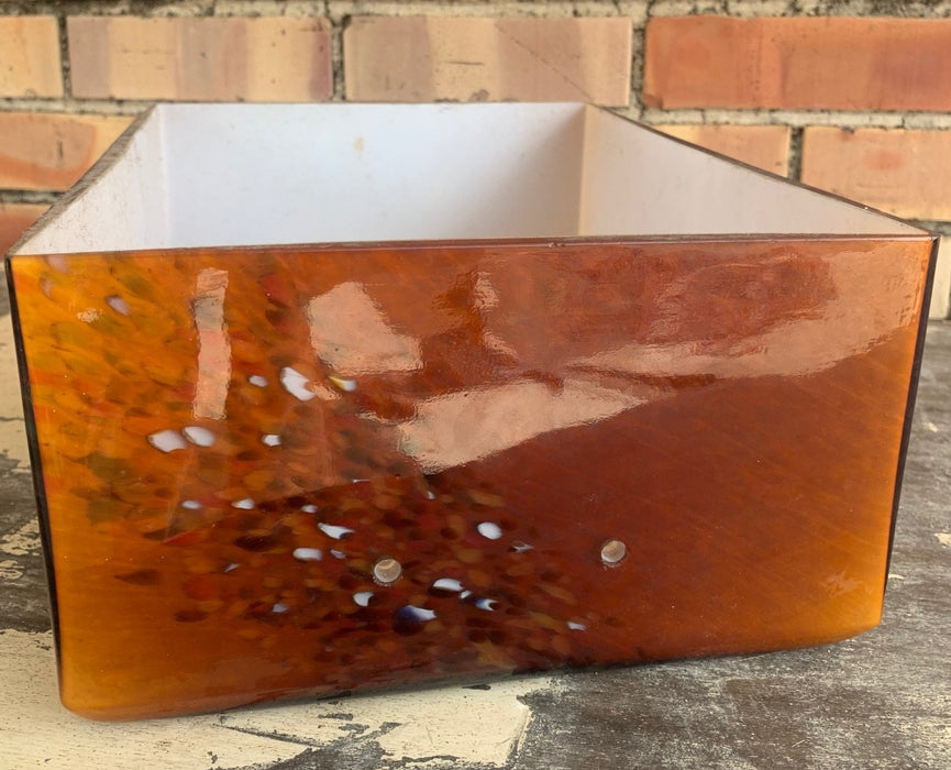 LARGE ROOTBEER CASED GLASS RECTANGULAR SHADE