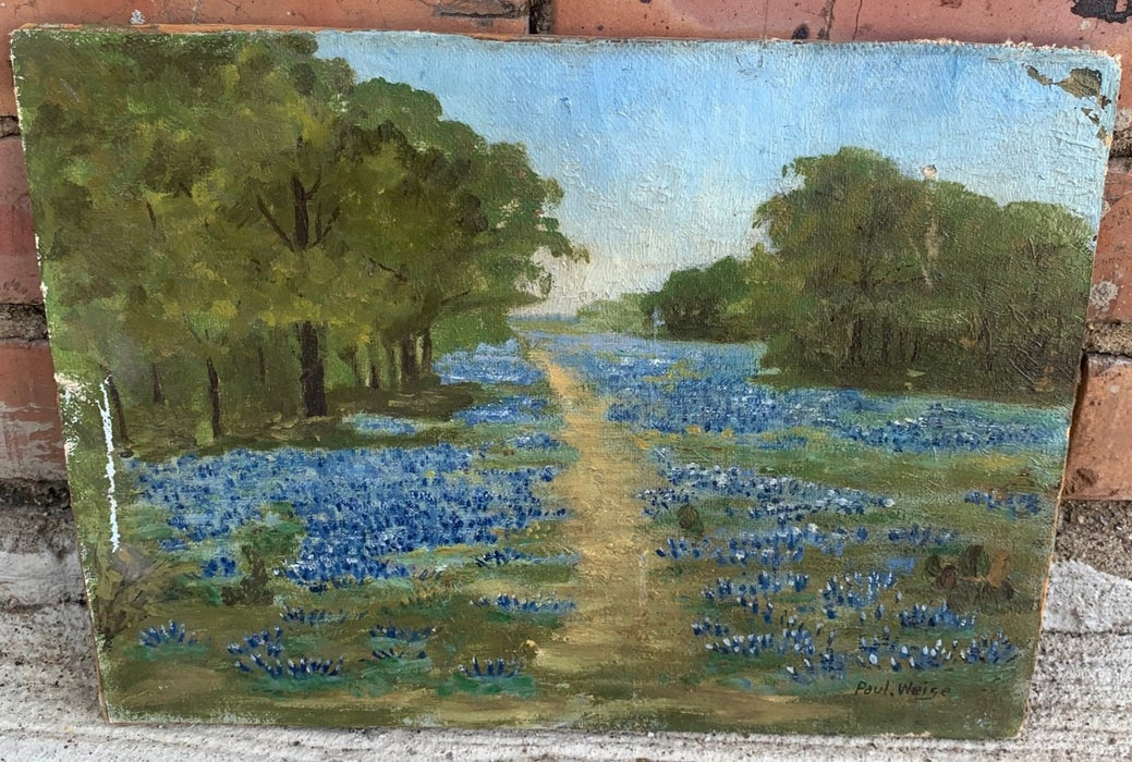 SMALL UNFRAMED PAUL WEIGE BLUEBONNET IMPASTO PAINTING