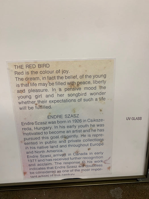 VERTICAL FRAMED "THE RED BIRD" PRINT