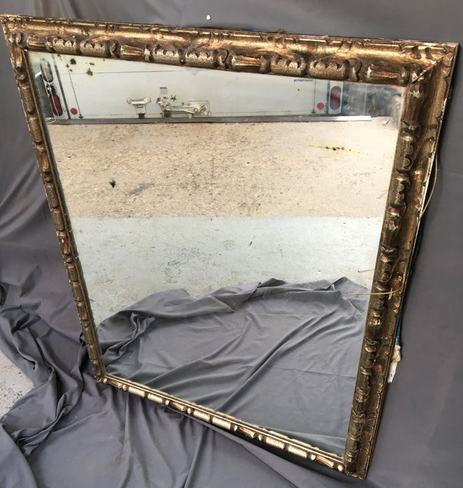 LARGE SILVER CARVED WOOD MIRROR - AS FOUND