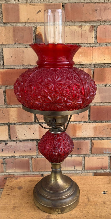 RED HURRICANE GLASS LAMP