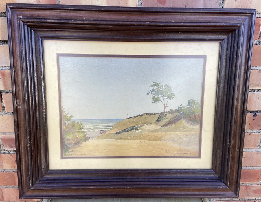 WATERCOLOR OF DUNES IN LAKE COUNTY INDIANA SIGNED BY CHAS G. BLAKE
