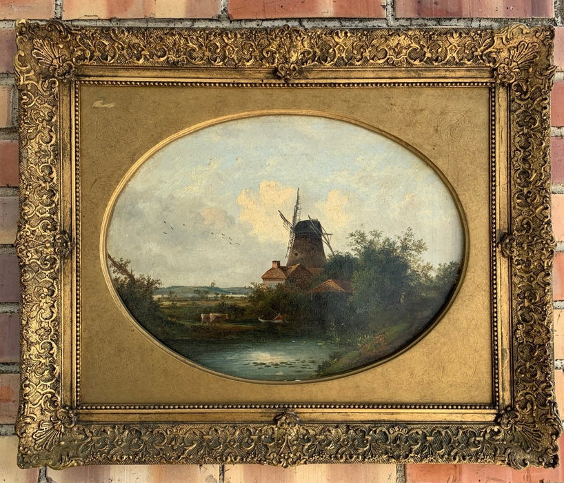 SMALL GOLD FRAMED DUTCH OIL PAINTING