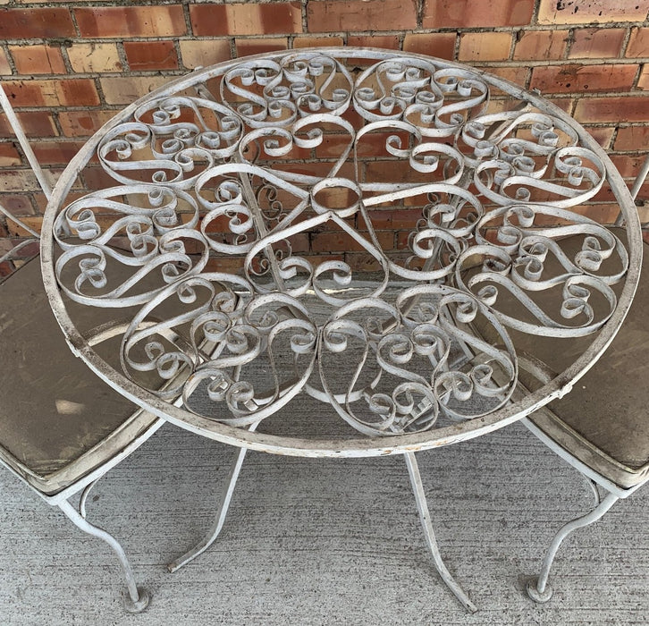 IRON ROUND PATIO TABLE AND 2 CHAIRS