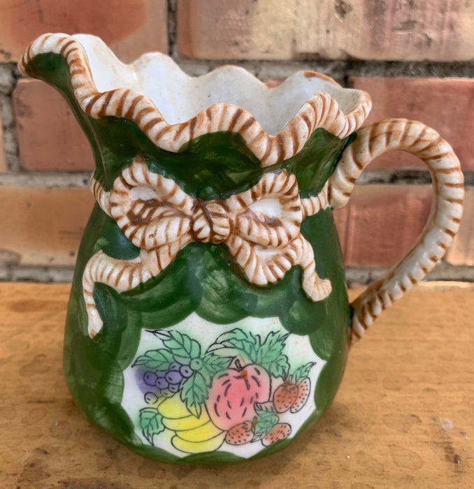 CERAMIC GREEN AND WHITE PITCHER