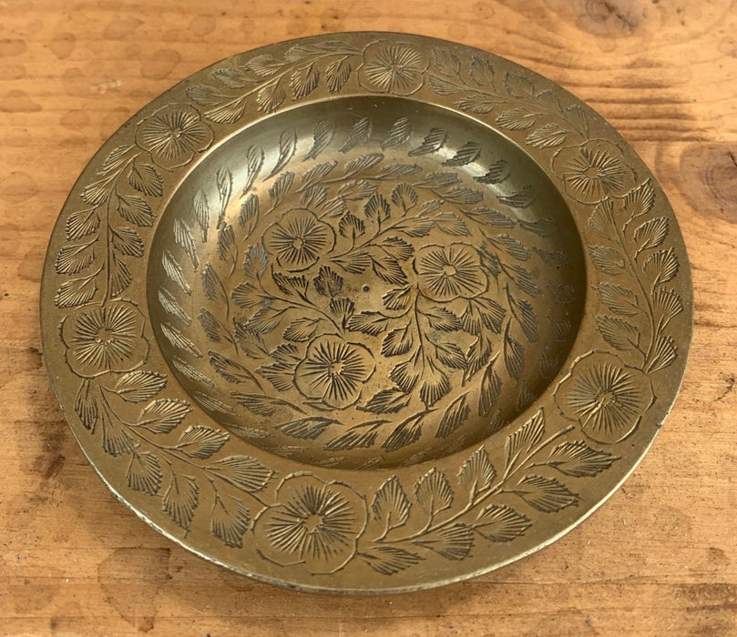 BRASS INDIAN FLORAL SMALL DISH