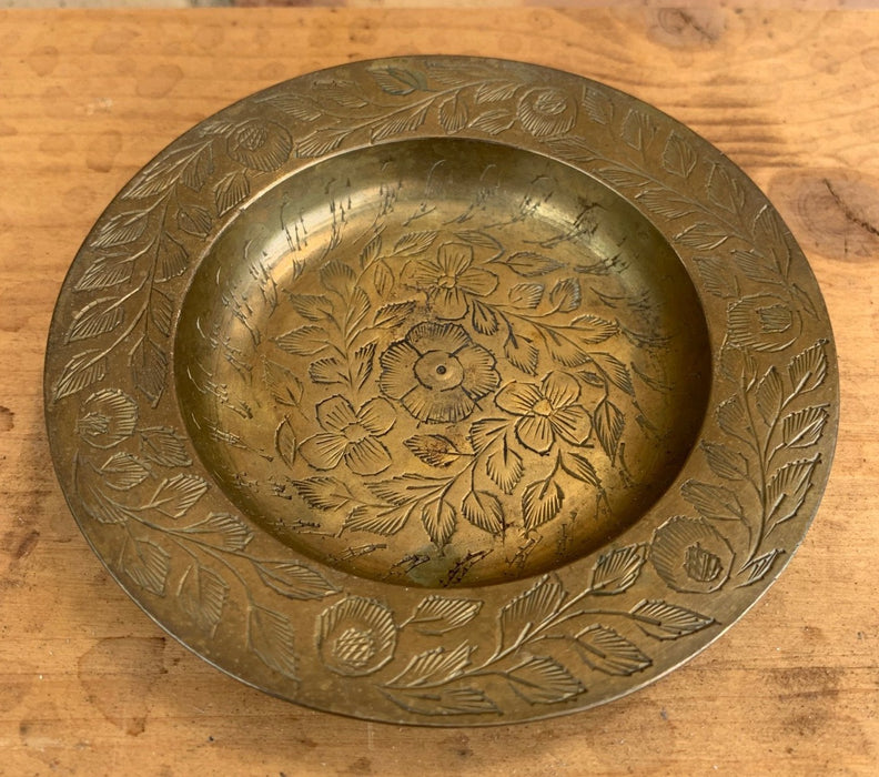 BRASS INDIAN FLORAL SMALL DISH