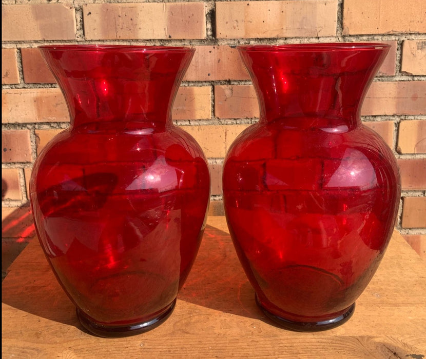 PAIR OF CRANBERRY GLASS VASES