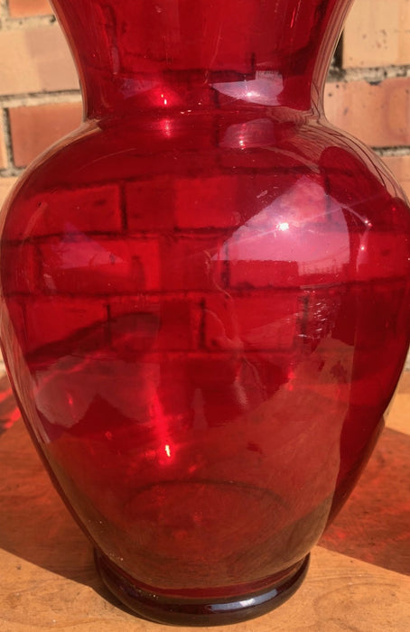 PAIR OF CRANBERRY GLASS VASES