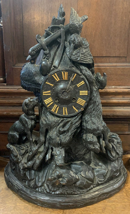 CARVED BLACK FOREST MANTLE CLOCK CIRCA 1875