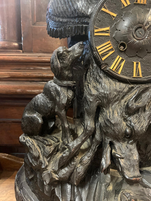 CARVED BLACK FOREST MANTLE CLOCK CIRCA 1875