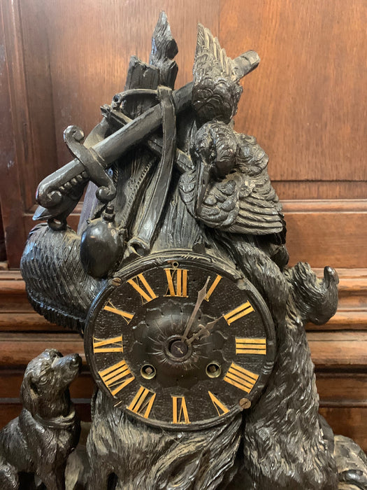 CARVED BLACK FOREST MANTLE CLOCK CIRCA 1875