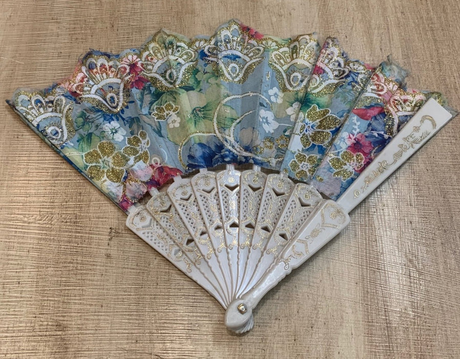 FLORAL SPARKLY CHINESE FAN