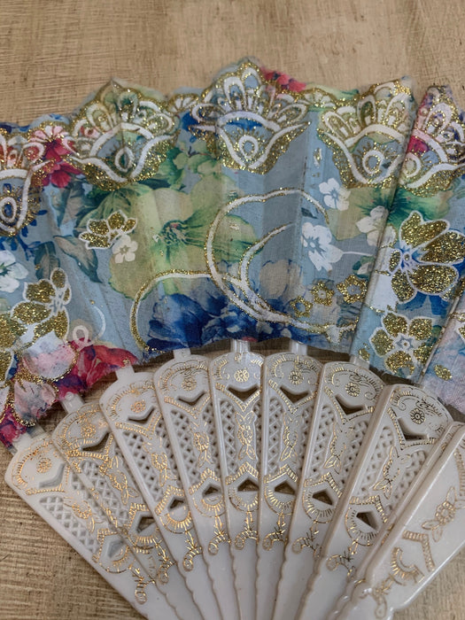 FLORAL SPARKLY CHINESE FAN