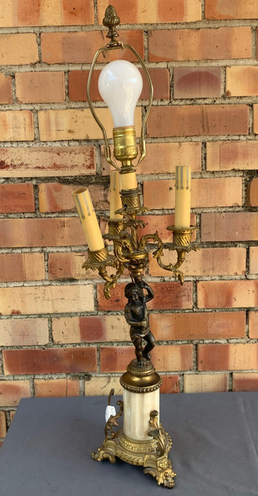 BROKEN FIGURAL BRASS PUTTI LAMP