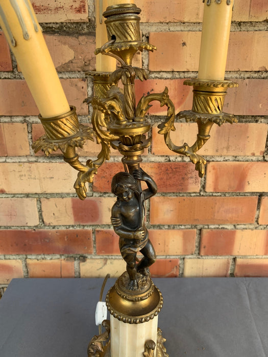 BROKEN FIGURAL BRASS PUTTI LAMP