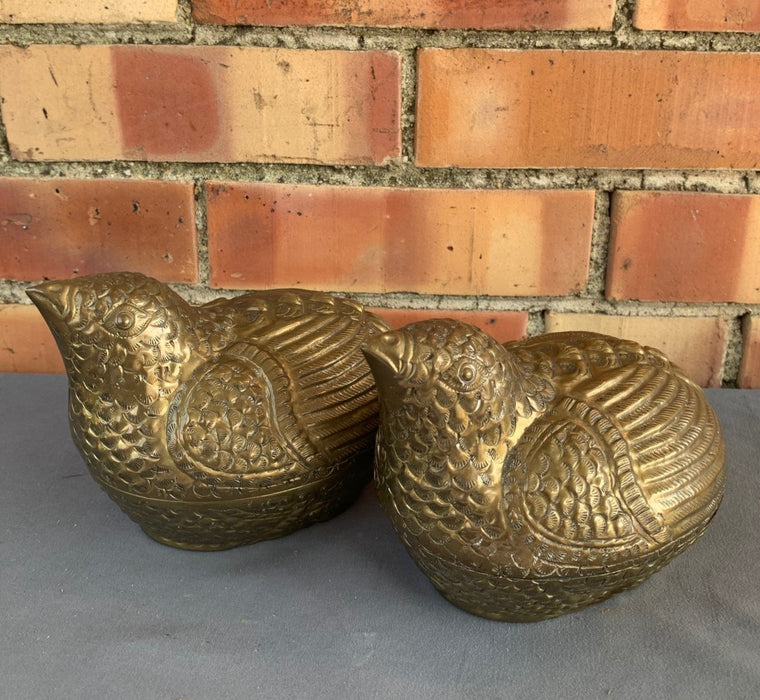 PAIR OF BRASS QUAIL BOXES MADE IN HONG KONG