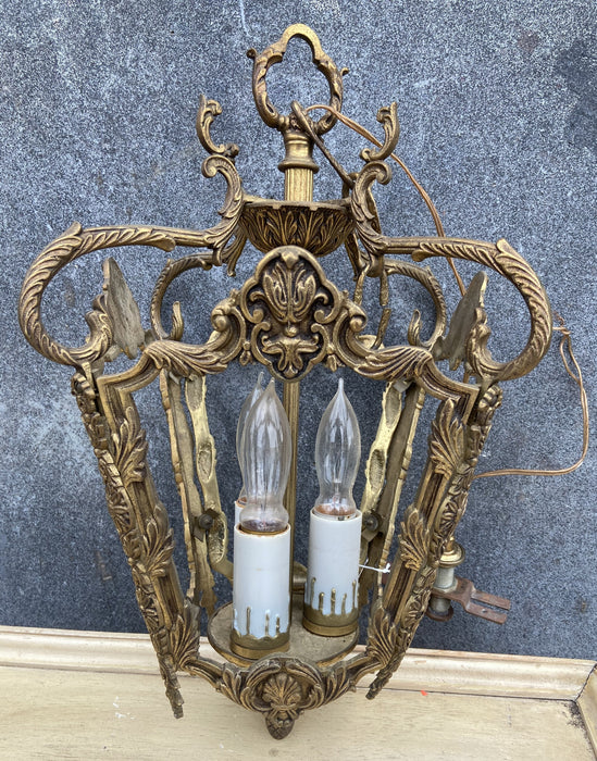 VINTAGE BRASS 3-BULB PENDANT LIGHT