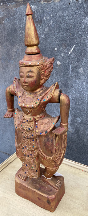 LARGE WOOD CARVED THAI TEMPLE GUARDIAN