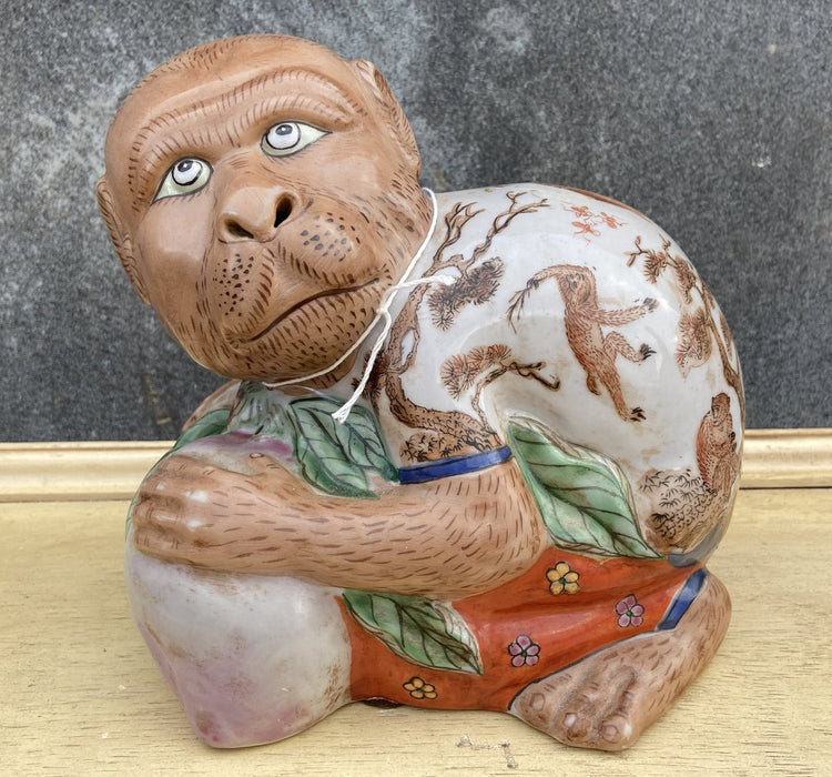 HAND PAINTED CHINESE MONKEY WITH A PEACH