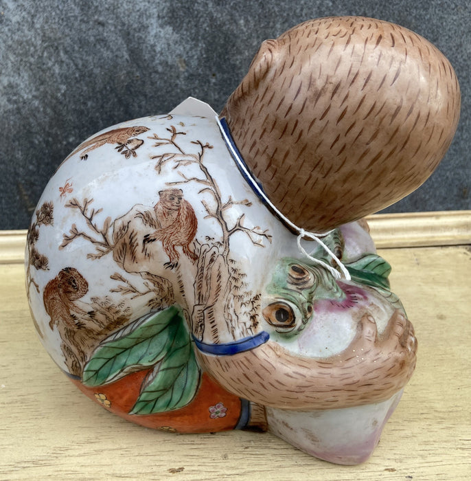HAND PAINTED CHINESE MONKEY WITH A PEACH