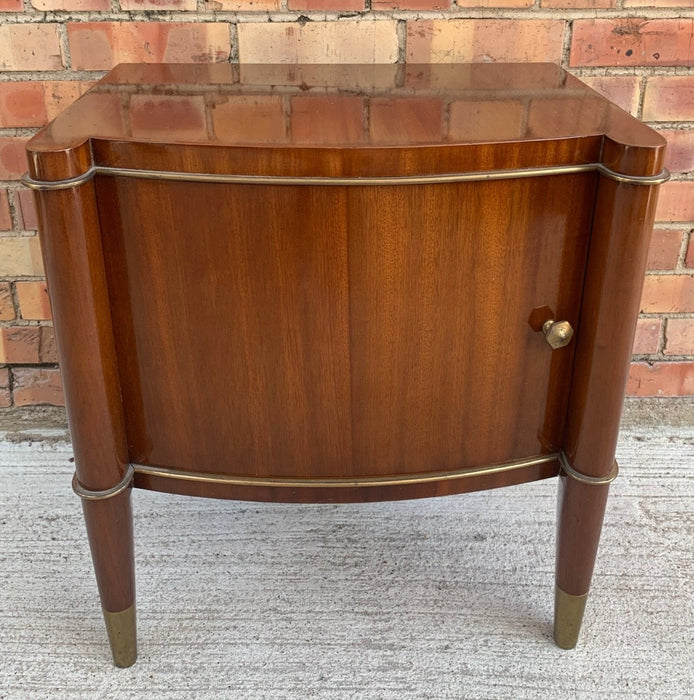 MODERN BOW FRONT MAHOGANY NIGHTSTAND
