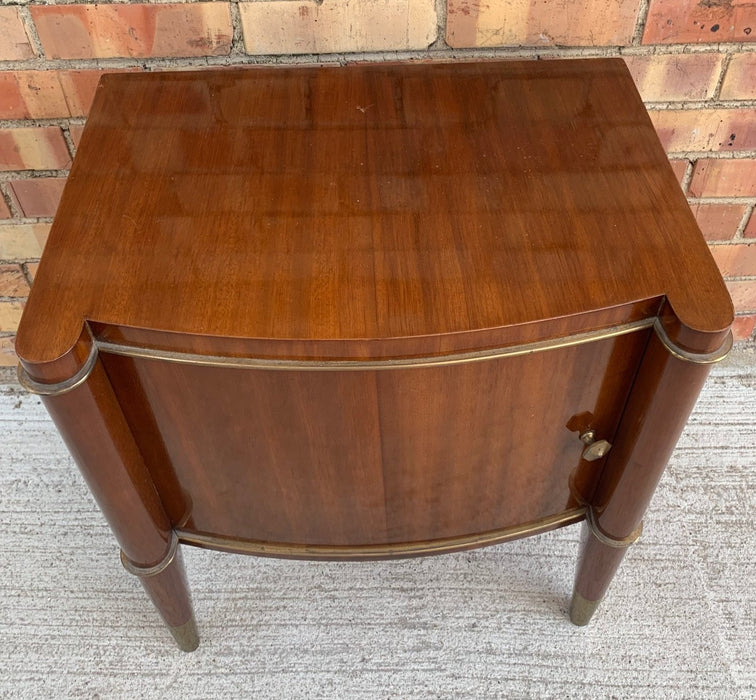 MODERN BOW FRONT MAHOGANY NIGHTSTAND