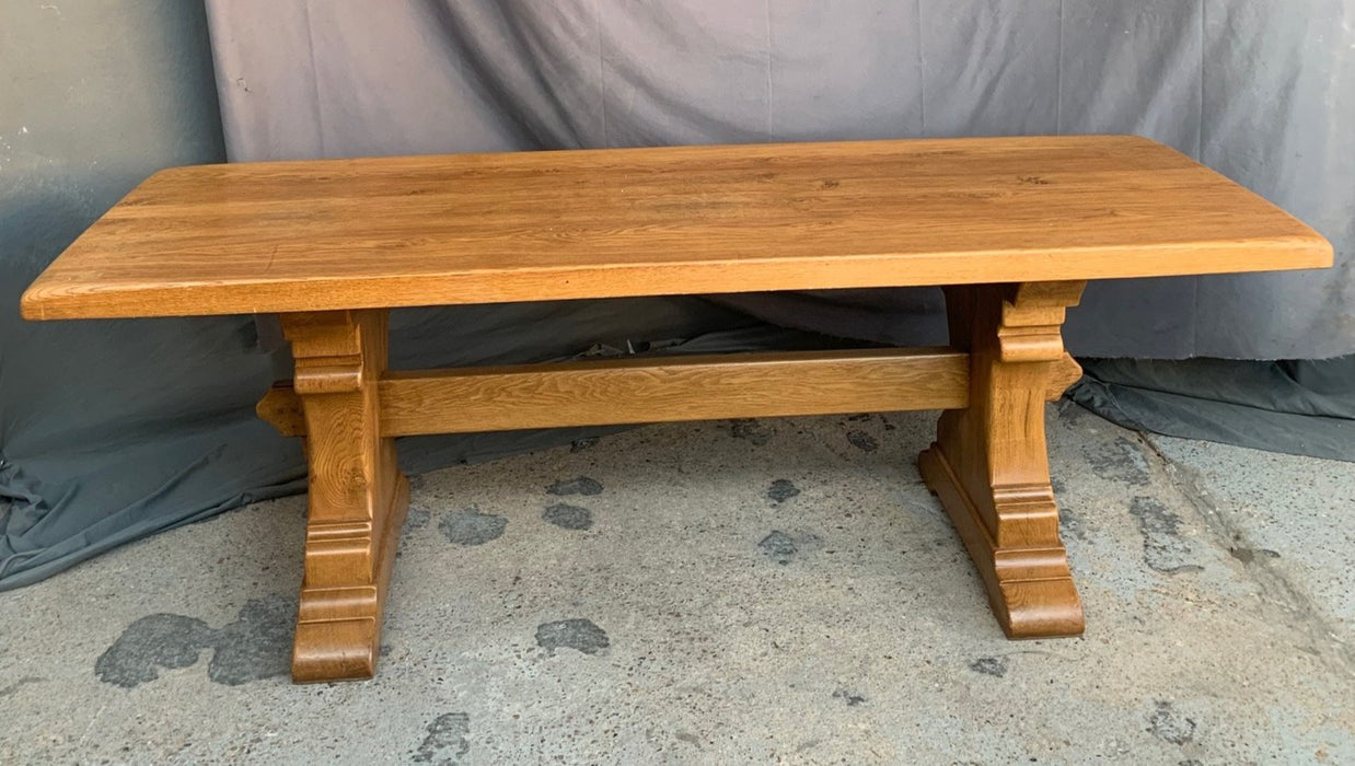 LIGHT OAK RUSTIC TRESTLE TABLE