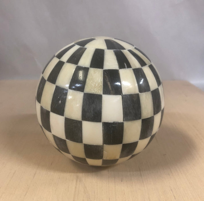 ORNAMENTAL SPHERE, BLACK & WHITE CHECKERBOARD PATTERN