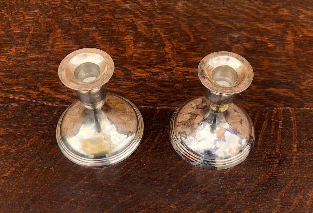 PAIR OF SILVER PLATE CANDLESTICKS
