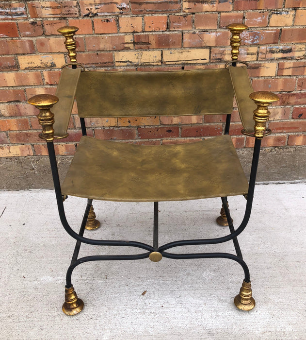 CAMPAIGN CHAIR WITH GOLD FINIALS & FEET