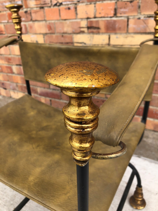 CAMPAIGN CHAIR WITH GOLD FINIALS & FEET