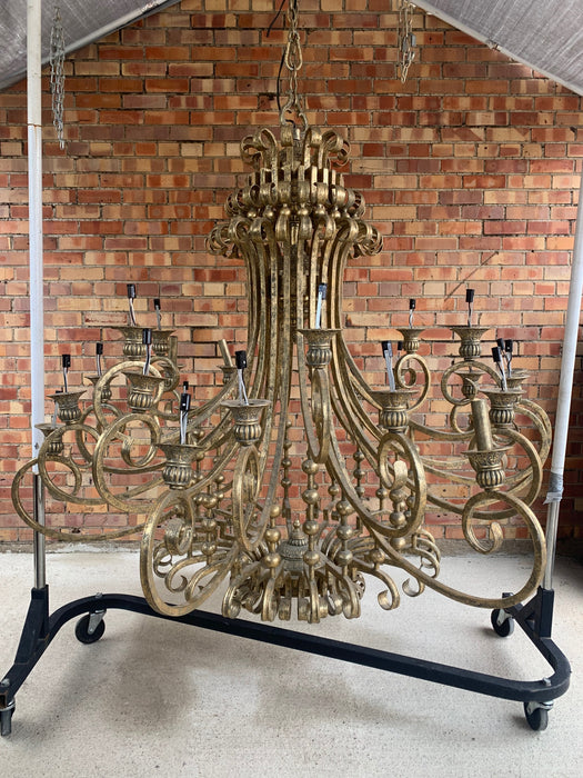 GIANT GOLD IRON CHANDELIER