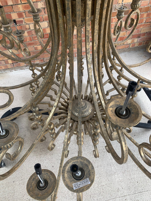 GIANT GOLD IRON CHANDELIER