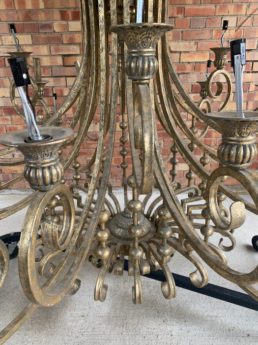 GIANT GOLD IRON CHANDELIER