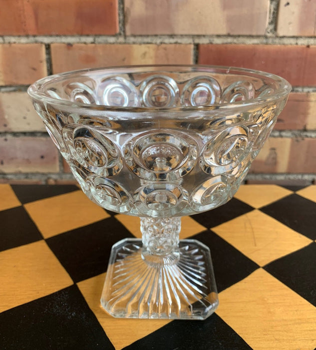 GLASS COMPOTE WITH DOTS