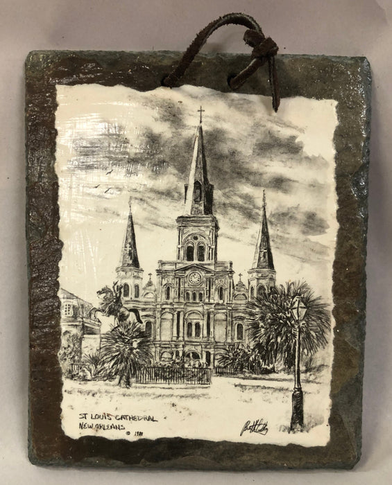 PAINTED SLATE - SCENE OF ST. LOUIS CATHEDRAL NEW ORLEANS