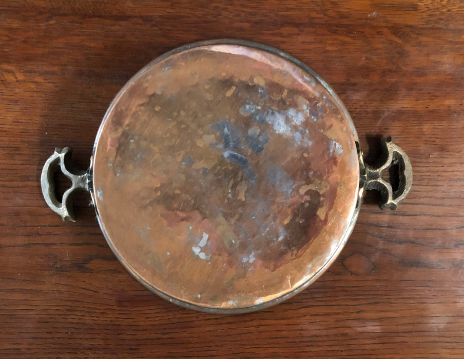 SMALL 8" COPPER POT WITH TWO SMALL SIDE HANDLES