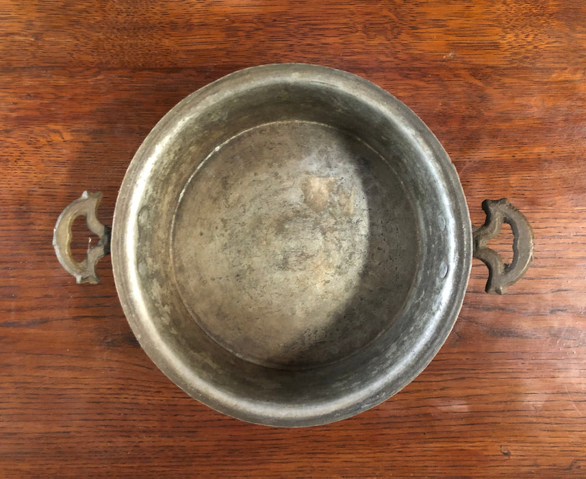 SMALL 8" COPPER POT WITH TWO SMALL SIDE HANDLES