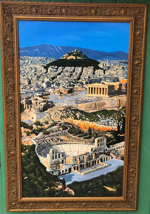 OIL PAINTING OF GRECIAN COLISEUM RUINS