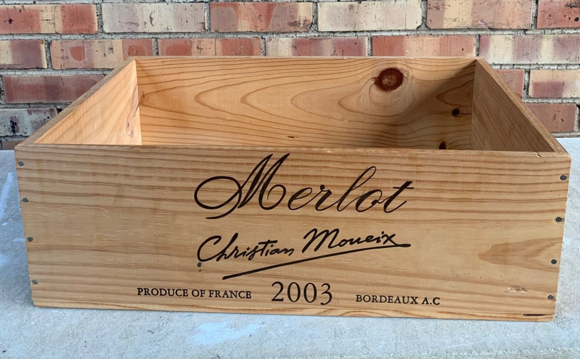 LARGE WOOD WINE BOX WITH NO LID