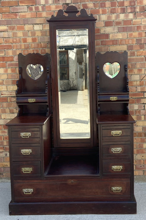 EDWARDIAN MAHOGANY VANITY/DRESSER WITH MIRROR FROM BARBADOS