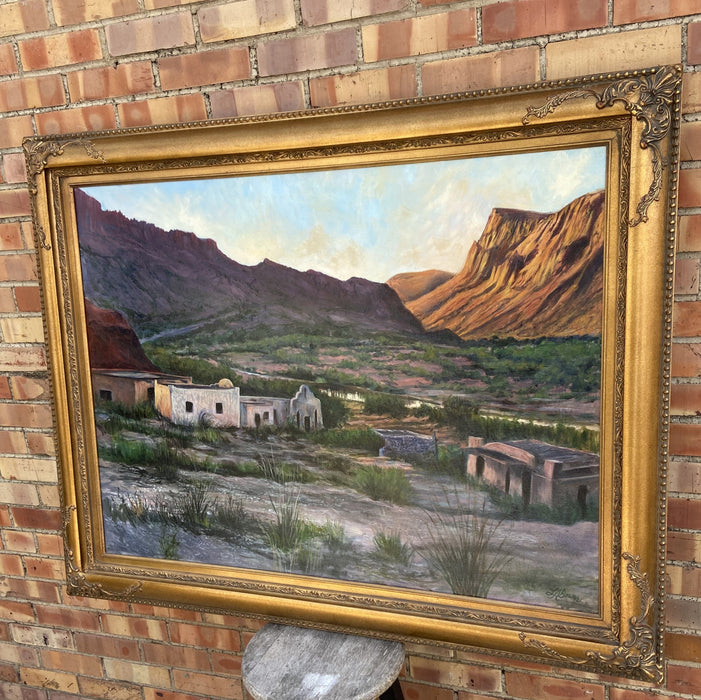 "GHOST TOWN ON THE RIO GRANDE" OIL PAINTING BY LOU ANN BOWER