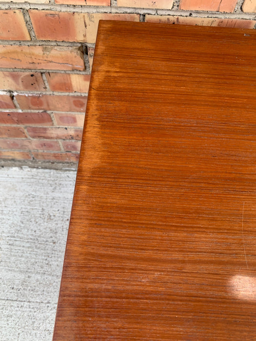 MID CENTURY TEAK ROLLING CART WITH FLAP OPEN FELT TOP