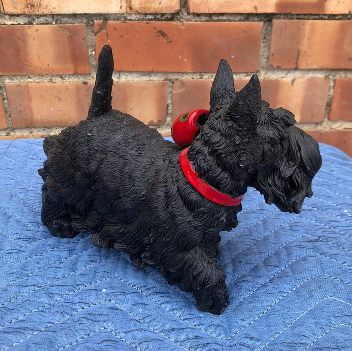 RESIN BLACK COLORED SCOTTIE DOG WITH BOW TIE