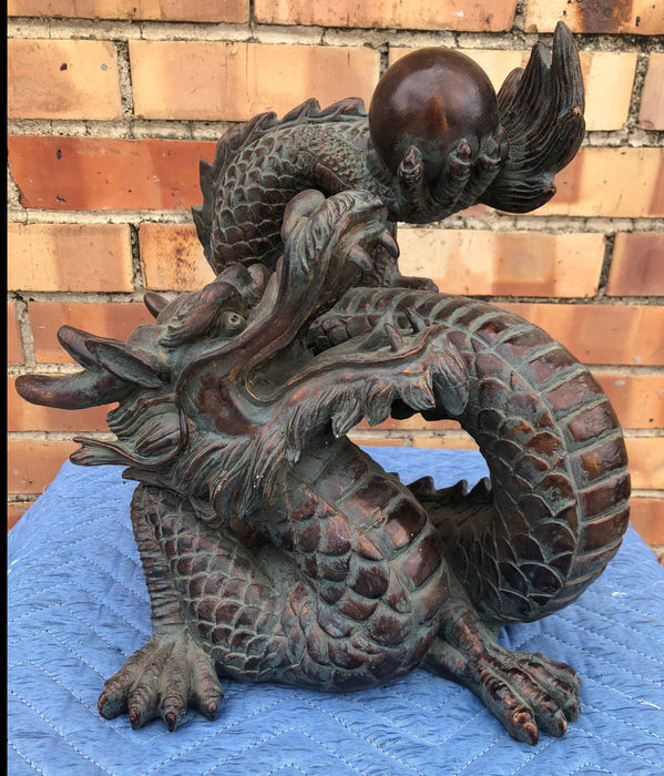 RESIN CHINESE DRAGON WITH ORB