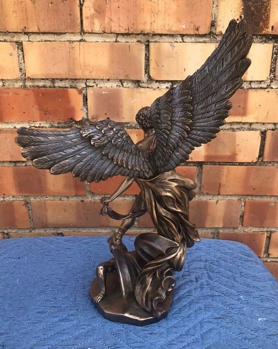 LARGE RESIN ARCHANGEL MICHAEL DEFEATING WINGED DEMON