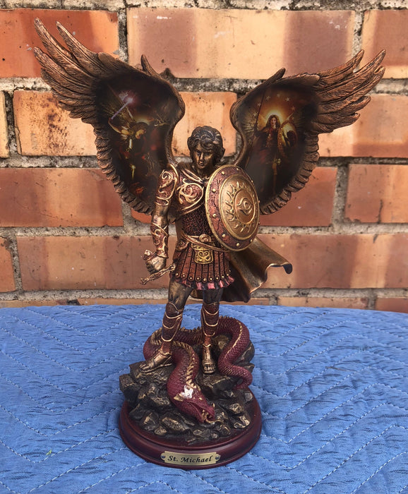 SMALL RESIN ARCHANGEL MICHAEL DEFEATING WATER DRAGON
