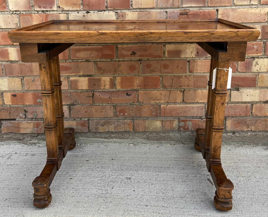 MEDIUM VINTAGE BURLED TOP SIDE TABLE